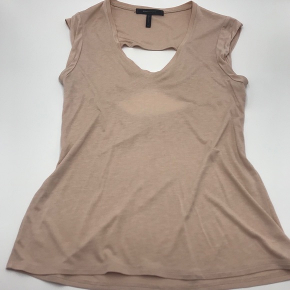 BCBGMAXAZRIA| Twist V Neck Back Cut out Tee Blush - Picture 15 of 15